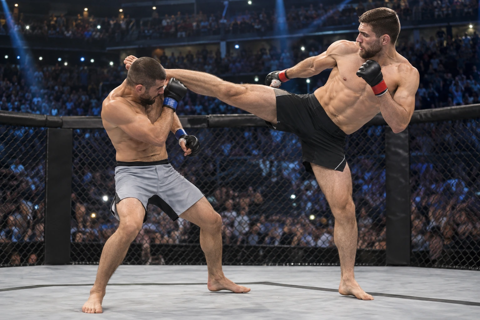 Deux athlètes dans un combat de MMA